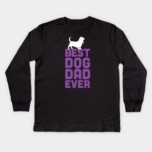 Best Basset Hound Dog Dad Ever - Purple Dog Lover Gift Kids Long Sleeve T-Shirt